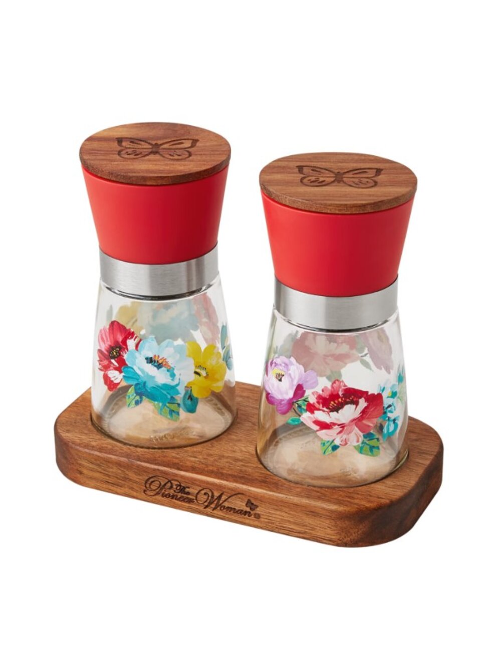 The Pioneer Woman Red Kitchen Sweet Romance 3-Piece Salt & Pepper Grinder Set